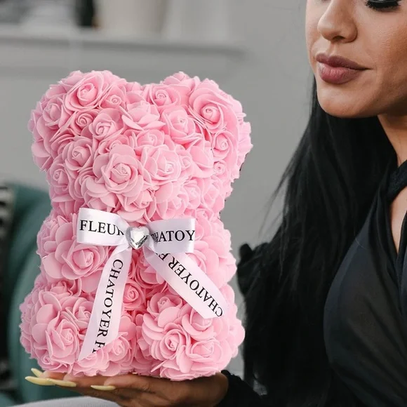 Chatoyer fleur pink rose bear - Picture 3 of 7